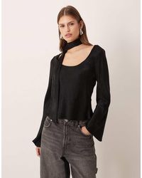 ASOS - Satin Scarf Detail Long Sleeve Top - Lyst
