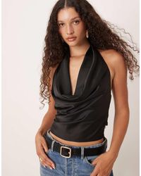 Gina Tricot - Satin Drape Halterneck Top - Lyst