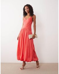 ASOS - Satin Bias Shift Midi Dress With Bubble Hem - Lyst