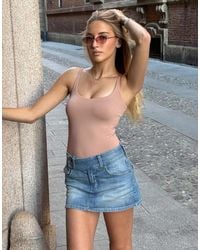 Bershka - Round Neck Strappy Bodysuit - Lyst