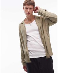 TOPMAN - Long Sleeve Viscose Shirt - Lyst