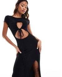 ASOS - Cap Sleeve Ruched Keyhole Maxi Dress With Super Strappy Tie Front - Lyst