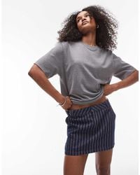 TOPSHOP - Minifalda Vaquera Muy Corta Azul Y Roja A Rayas De - Lyst