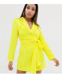 Boohoo Vestito blazer a portafoglio giallo