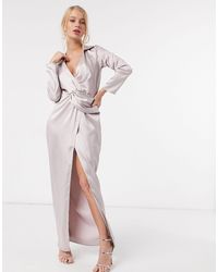 daria twist front plunge slinky maxi dress