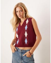 ASOS - – feinstrick-pullunder mit argylemuster und knopfleiste - Lyst