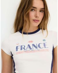 Stradivarius - Contrast Neck T-shirt With Slogan - Lyst