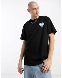 Weekday - T-shirt oversize à imprimé cœur énervé - noir - Lyst