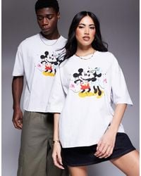 ASOS - Disney Boxy Oversized T-Shirt With Mickey & Minnie Mouse Heart Prints - Lyst