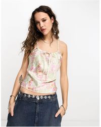Reclaimed (vintage) - Satin Cami Top With Open Tie Back - Lyst