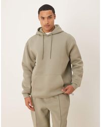 ASOS - Oversized Hoodie Van Scuba-Achtige Stof Met Vaste Zoom En Trekkoord - Lyst