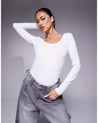 River Island - Long Sleeve Scoop Neck Body - Lyst