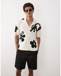 ASOS - Relaxed Knitted All Over Flower Graphic Revere Button Through - Lyst