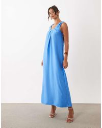 Y.A.S - Ruched Strap Satin Maxi Dress - Lyst