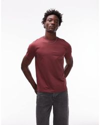 TOPMAN - T-Shirt Vestibilità Classica Bordeaux - Lyst