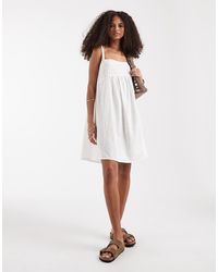 ONLY - Cotton Mini Dress With Lace Detail - Lyst
