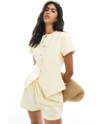 ASOS - Denim Button Up Short Sleeve Top - Lyst
