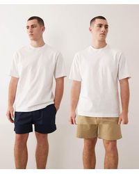 Jack & Jones - Pack De 2 Pantalones Cortos Chinos De Color Beis Y Azul Marino Con Cordón Ajustable De -Neutro - Lyst