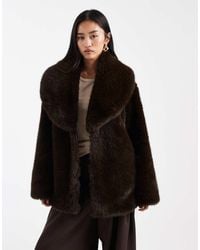 4th & Reckless - Faux Fur Oversized Collar Jacket - Lyst