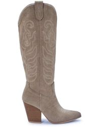 SEQWL - Knee High Western Cowboy Boots With Detailed Embroidery - Lyst