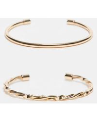 ASOS - Set Van 2 Manchet Armbanden Met Effen Ontwerp En Gedraaid Detail - Lyst