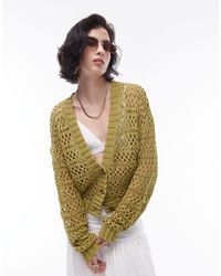 TOPSHOP - Knitted Mix Stitch Cardigan - Lyst