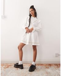 Reclaimed (vintage) - Mini Smock Dress With Inserted Lace Trims And Ruffles - Lyst