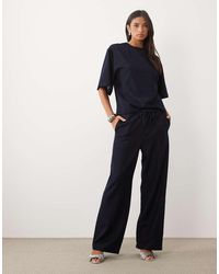 Pretty Lavish - Denim Look Drawstring Wide Leg Pants - Lyst