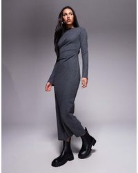 ASOS - Geribbelde Gedrapeerde Maxi Jurk - Lyst