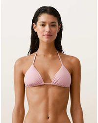 Oysho - Stripe Triangle Bikini Top - Lyst