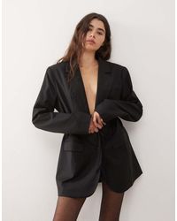 Lioness - Oversized Cinched Tie Waist Blazer Mini Dress - Lyst