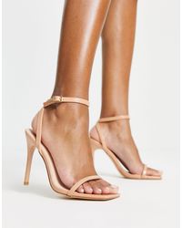 Truffle Collection - Barely There Square Toe Stilletto Heeled Sandals - Lyst