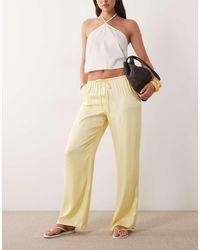 ASOS - Satin Wide Leg Pull On Trouser - Lyst