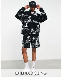 ASOS - Asos – dark future – locker geschnittene shorts aus polarfleece mit all-over-logoprint - Lyst