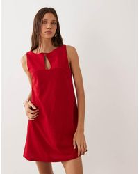 ASOS - Cord Slash Neck Keyhole Mini Dress - Lyst