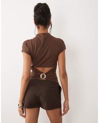 ASOS - High Neck Cap Sleeve Hardware Back Polyamide Top - Lyst