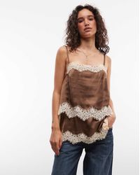 Reclaimed Vintage - Double Layered Satin And Lace Cami Top - Lyst