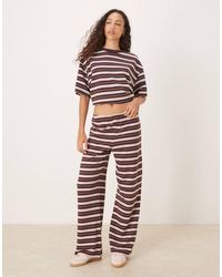 ASOS - Pantalon large texturé d'ensemble à rayures - chocolat - Lyst