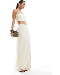 4th & Reckless - Linen Look Scallop Trim Maxi Skirt Co-ord - Lyst