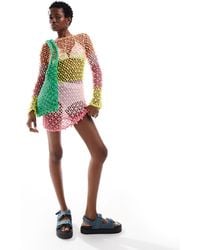 ASOS - Knitted Crochet Beaded Mini Dress - Lyst