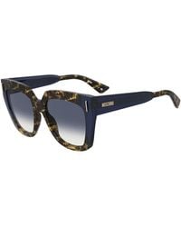 Moschino - Moschino Oversized Vierkante Zonnebril Met Blauw Getinte Glazen - Lyst