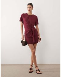 ASOS - Modal Short Sleeve With Tie Detail Mini Dress - Lyst
