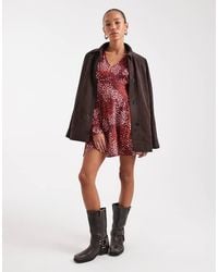 Wednesday's Girl - Dotty Print V-neck Mini Dress - Lyst