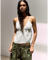Bershka - Ruffle Strap Top - Lyst