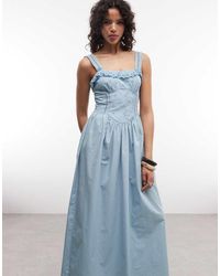 Reclaimed Vintage - Maxi Summer Dress With Broderie Seam And Bust Detail - Lyst