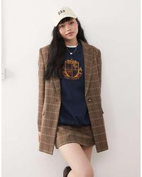 Miss Selfridge - Elegante Oversized Blazer Met Ruitjesprint, Deel Van Co-Ord Set - Lyst