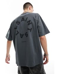 AllSaints - Tierra - t-shirt girocollo scuro con stampa - Lyst