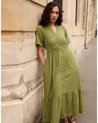 Threadbare - Tiered Linen Blend V Neck Maxi Dress - Lyst