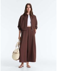 Oysho - Pinstripe Piqué Polo Neck Jacket With Cotton - Lyst