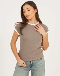 Brave Soul - Cotton Jersey Contrast Edge Short Sleeve T-Shirt - Lyst